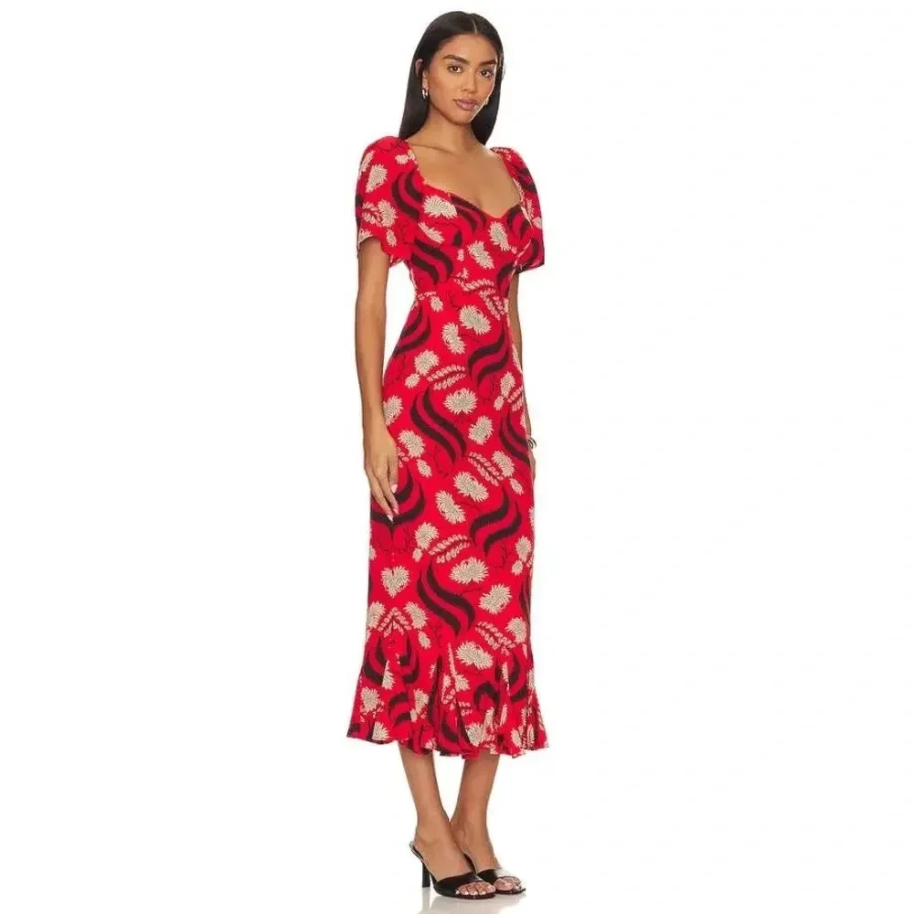 RHODE NWT Ramona Floral Maxi Dress in Bright Red Kiku, Size 6, Breki - Picture 9 of 10